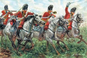 Erstes Kaiserreich: der Angriff der Royal Scots Greys, schottisches Dragonerregiment, in Waterloo