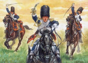 Erstes Kaiserreich: Der Angriff der Grenadiere zu Pferd der Kaiserlichen Garde Napoleons I. in der Schlacht von Eylau am 8.02.1807 von Giuseppe Rava