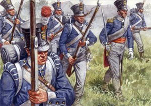 Erstes Kaiserreich: Belgische oder niederländische Infanterie um 1815 - Illustration von Giuseppe Rava von Giuseppe Rava