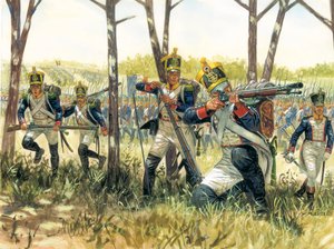 Erstes Kaiserreich: Französische Infanterie-Voltigeure (Illustration von Giuseppe Rava)