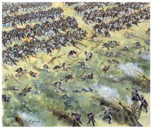 Erstes Kaiserreich, Deutschlandfeldzug: Russische Linieninfanterie in der Schlacht von Leipzig im Oktober 1813 besiegt (Illustration)