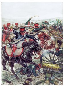 Erstes Kaiserreich: Angriff der Brigade unter General Pierre Margaron in der Schlacht bei Austerlitz am 2.12.1805 - Illustration von Giuseppe Rava