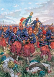 Italienfeldzug von 1859 (Zweiter Italienischer Unabhängigkeitskrieg): der Angriff der Zuaven der französischen Armee von Napoleon III. während der Schlacht von Solferino am 24.06.1859 - Zweiter Italienischer Unabhängigkeitskrieg (Französisch-Österreichisch