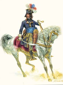 Joachim Murat (1767-1815) in der Schlacht von Abukir 1799 während der Ägypten-Expedition - Illustration von Giuseppe Rava