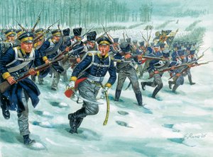 Landwehr der preußischen Infanterie im Schnee von Giuseppe Rava