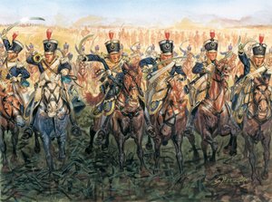 Napoleonische Kriege: englische Kavallerie im Angriff - Illustration von Giuseppe Rava