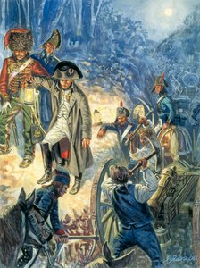 Preußen- und Polenfeldzug: Kaiser Napoleon I. (1769-1821) am Vorabend der Schlacht von Jena und Auerstedt am 14. Oktober 1805 (Illustration)