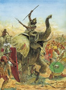 Zweiter Punischer Krieg: Die Schlacht von Zama (202 v. Chr.) die karthagischen Elefanten von Giuseppe Rava