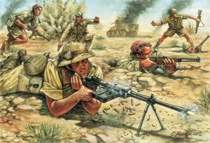 Zweiter Weltkrieg: Italienische Soldaten (Infanterie und Bersaglieri) in Libyen während der italienischen Besatzung zwischen 1934 und 1943 von Giuseppe Rava