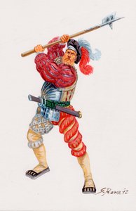 Ein Landsknecht, deutscher Söldnerpikeniere - ein Landsknecht deutscher Söldnerpikeniere - Illustration von Giuseppe Rava von Giuseppe Rava