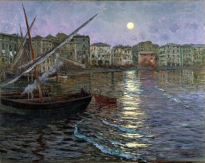 Poesia Lunare Hafen im Mondlicht von Giuseppe Sacheri