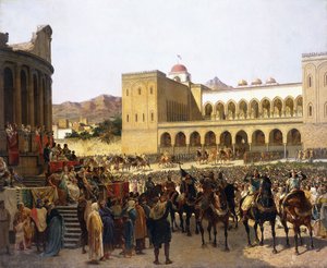 Der Auszug von Ruggero I., König von Sizilien, aus dem Palazzo Reale