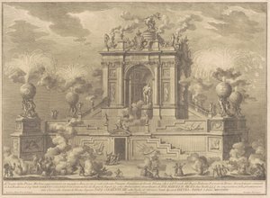 Die Prima Macchina für die Chinea von 1767: Ein Triumphbogen mit dem Farnese-Herkules
