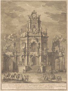 Die zweite Maschine für die Chinea von 1776: Ein Palast mit einer Loggia für die Lotterieziehung