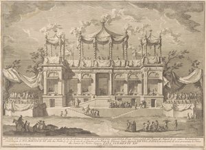 Die zweite Maschine für die Chinea von 1770: Das Fischmarktportikus von Giuseppe Vasi, after Giuseppe Palazzi, after Paolo Posi