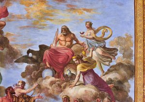 Detail darstellend Artemis und Jupiter mit dem Adler, aus der Apotheose des Herkules