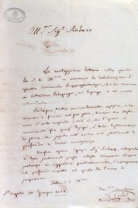 Handgeschriebener Brief von Giuseppe Verdi an den Bürgermeister von Bologna, als er Ehrenbürger wurde, 20. Juni