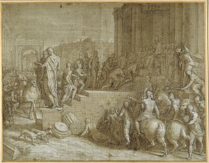 Die Legende von sieben Königen, die einem Papst huldigen von Giuseppe della Porta Salviati