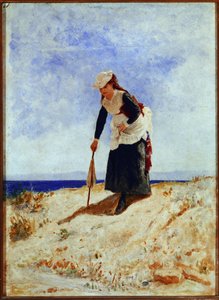 Eine Frau im Sand von Giuseppe or Joseph de Nittis