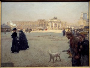 Der Place du Carrousel, Ruinen der Tuilerien im Jahr 1882. Darstellung einer Ansicht von Paris von Giuseppe or Joseph de Nittis