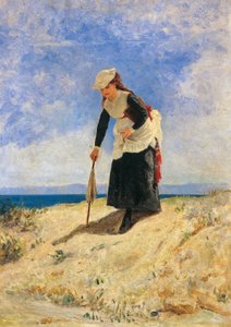 Frau im Sand, ca. 1875, von Giuseppe de Nittis, Öl auf Leinwand von Giuseppe or Joseph de Nittis