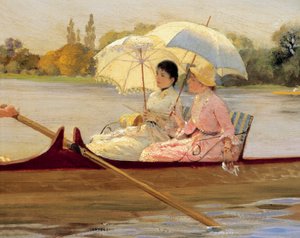 Frauen in Booten auf der Themse von Giuseppe or Joseph de Nittis