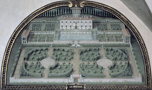 Villa della Pretaia aus einer Serie von Lunetten, die Ansichten der Medici-Villen darstellen von Giusto Utens