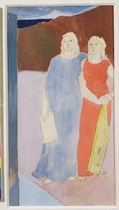 Zwei Musen am Grab eines Dichters, 1937 von Glyn Warren Philpot