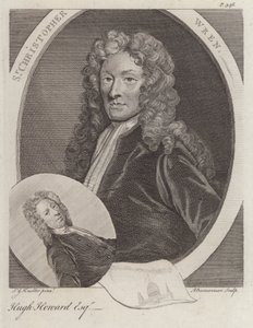 Sir Christopher Wren, englischer Architekt, und Hugh Howard, englischer Künstler und Sammler von Godfrey (after) Kneller
