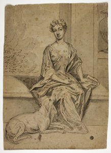Porträt einer Hofdame mit Mastiff von Godfrey Kneller
