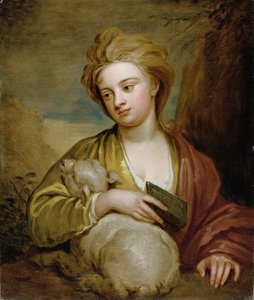 Porträt einer Frau als St. Agnes, traditionell identifiziert als Catherine Voss, um 1705-10
