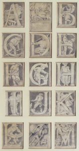 A-M, Entwurf für dreizehn Buchstaben des Alphabets für das South Kensington Museum, 1864 von Godfrey Sykes