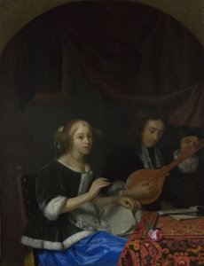 Eine Frau singt und ein Mann mit einer Zister, ca. 1665-1667