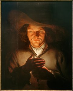 Ein Mann mit einer Kerze von Godfried Schalcken