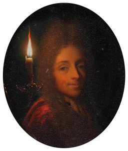 Selbstbildnis mit brennender Kerze von Godfried Schalcken