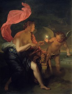 Venus gibt Amor einen brennenden Pfeil
