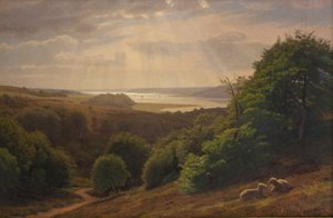 Aussicht von Vesterskov bei Mariager; im Hintergrund der Fjord von Godtfred Rump