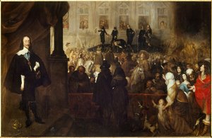 Die Hinrichtung von Karl I. auf dem Whitehall-Platz (White Hall in London) (Gemälde von Gonzales Hulls)