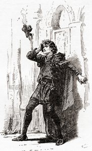 Szene aus William Shakespeares Stück Hamlet, Akt I, Szene 5, Hamlet: Erinnere dich! Ja, du armer Geist, solange das Gedächtnis einen Platz in dieser verwirrten Welt hat, aus Die Werke von William Shakespeare, veröffentlicht 1896