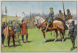 Heinrich V. vor der Schlacht von Agincourt (Farblithografie) von Gordon Frederick Browne