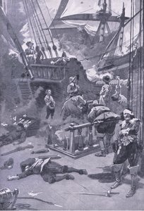 Die Schlacht von Camperdown, 29.-31. Juli 1653, Illustration aus British Battles on Land and Sea, 1915