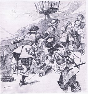 Der Tod von Von Tromp, 31. Juli 1653, Illustration aus British Battles on Land and Sea, 1915
