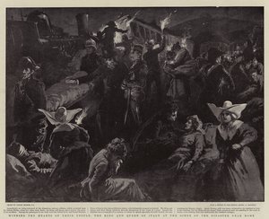 Die Herzen ihres Volkes gewinnen, der König und die Königin von Italien an der Unglücksstelle bei Rom von Gordon Frederick Browne