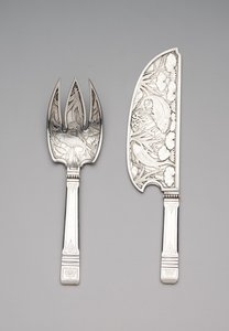 Fischheber und Gabel, ca. 1870-80