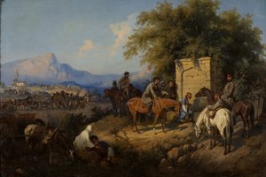 Russische Truppen überqueren das Kaukasusgebirge in Adscharien, 1872 von Gottfried Willewalde