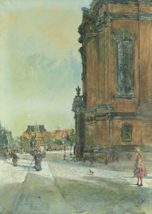 Straßenszene in der Nähe der St. Michaelis Kirche in Hamburg von Gotthardt Johann Kuehl