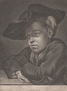 Junge, der an einem Tisch sitzt von Gottlieb Heiss
