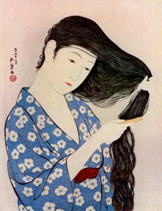 Eine japanische Frau kämmt ihr Haar, 1920-1930