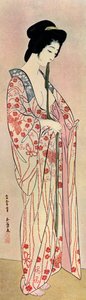 Eine japanische Frau trägt ein Nagajuban, 1920-1930