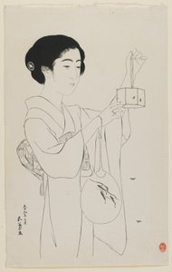 Frau mit einem Glühwürmchenkäfig, Taisho-Ära, Juli 1920